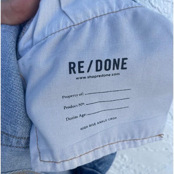 Levis Re/Done Womens High Rise Ankle Crop Distressed Jeans Acid Blue Sz 26 - Picture 9 of 16